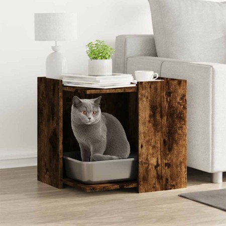Mueble arenero para gatos madera roble ahumado 53x53x51 cm en Mobiliario para gatos | Comprar online en Foru.es