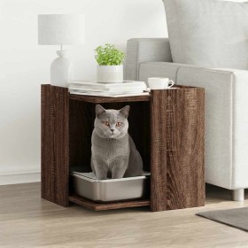 Mueble arenero para gatos madera marrón roble 53x53x51 cm en Mobiliario para gatos | Comprar online en Foru.es