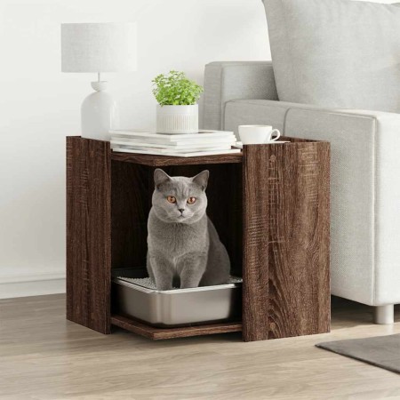 Mueble arenero para gatos madera marrón roble 53x53x51 cm en Mobiliario para gatos | Comprar online en Foru.es
