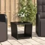 Mesita de ratán sintético negro y superficie de vidrio templado de vidaXL, Mesas de jardín - Ref: Foro24-319560, Precio: 61,5...