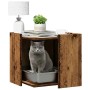 Mueble arenero de gatos madera ingeniería envejecida 53x53x51cm en Mobiliario para gatos | Comprar online en Foru.es