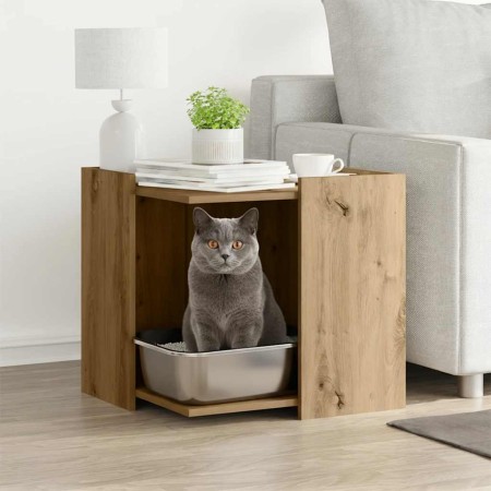 Mueble arenero para gatos madera roble artisian 53x53x51 cm en Mobiliario para gatos | Comprar online en Foru.es