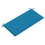 Banco de jardín madera maciza de teca con cojín azul 112 cm de vidaXL, Bancos de jardín - Ref: Foro24-3062653, Precio: 149,86...