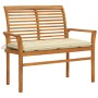 Banco de jardín madera maciza de teca con cojín blanco 112 cm de vidaXL, Bancos de jardín - Ref: Foro24-3062666, Precio: 153,...
