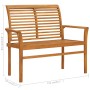 Banco de jardín madera maciza de teca con cojín blanco 112 cm de vidaXL, Bancos de jardín - Ref: Foro24-3062666, Precio: 153,...