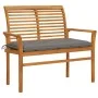 Banco de jardín madera maciza de teca con cojín gris 112 cm de vidaXL, Bancos de jardín - Ref: Foro24-3062665, Precio: 148,78...