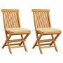 Sillas de jardín 2 uds madera de teca con cojines blanco crema de vidaXL, Sillas de jardín - Ref: Foro24-3062477, Precio: 153...