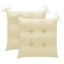 Sillas de jardín 2 uds madera de teca con cojines blanco crema de vidaXL, Sillas de jardín - Ref: Foro24-3062477, Precio: 153...