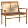 Banco de jardín madera maciza teca con cojín gris taupe 112 cm de vidaXL, Bancos de jardín - Ref: Foro24-3062657, Precio: 157...