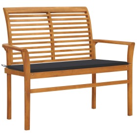 Banco de jardín madera maciza teca con cojín antracita 112 cm de vidaXL, Bancos de jardín - Ref: Foro24-3062649, Precio: 155,...