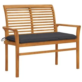 Banco de jardín madera maciza teca con cojín antracita 112 cm de vidaXL, Bancos de jardín - Ref: Foro24-3062664, Precio: 151,...