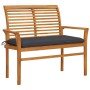 Banco de jardín madera maciza teca con cojín antracita 112 cm de vidaXL, Bancos de jardín - Ref: Foro24-3062664, Precio: 153,...