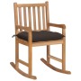 Silla mecedora de madera maciza de teca con cojín gris taupe de vidaXL, Sillas de jardín - Ref: Foro24-3062780, Precio: 162,8...