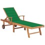 Tumbona con cojín verde madera maciza de teca de vidaXL, Tumbonas - Ref: Foro24-3063011, Precio: 273,79 €, Descuento: %