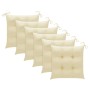 Sillas de jardín 6 uds madera teca con cojines crema blanco de vidaXL, Sillas de jardín - Ref: Foro24-3062558, Precio: 470,47...
