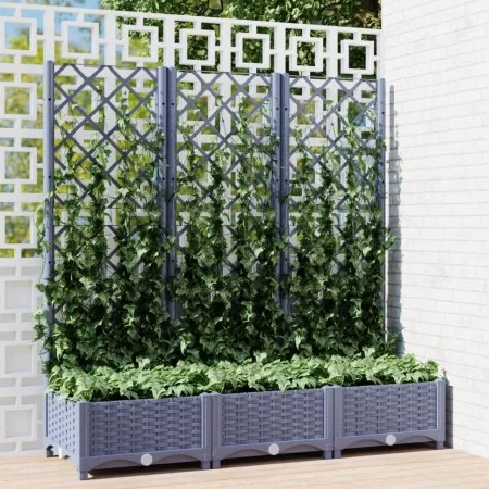 Jardinera con enrejado PP gris oscuro 120x40x121,5 cm de vidaXL, Maceteros y jardineras - Ref: Foro24-318252, Precio: 88,50 €...