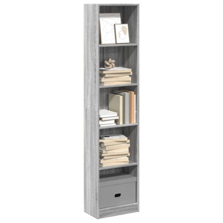 Estantería de madera de ingeniería gris Sonoma 40x24x176 cm en Librerías y estanterías | Comprar online en Foru.es