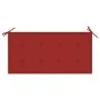 Banco de jardín madera maciza de teca con cojín rojo 112 cm de vidaXL, Bancos de jardín - Ref: Foro24-3062655, Precio: 146,36...