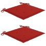 Sillas de jardín 2 uds madera maciza de teca con cojines rojos de vidaXL, Sillas de jardín - Ref: Foro24-3062736, Precio: 328...