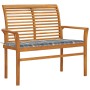 Banco de jardín madera de teca con cojín a cuadros gris 112 cm de vidaXL, Bancos de jardín - Ref: Foro24-3062663, Precio: 150...