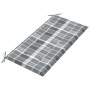 Banco de jardín madera de teca con cojín a cuadros gris 112 cm de vidaXL, Bancos de jardín - Ref: Foro24-3062663, Precio: 150...