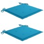 Sillas de jardín 2 uds madera maciza de teca con cojines azules de vidaXL, Sillas de jardín - Ref: Foro24-3062734, Precio: 30...