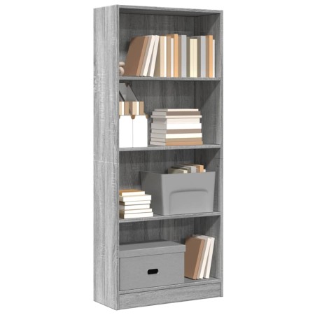 Estantería de madera de ingeniería gris Sonoma 60x24x143 cm en Librerías y estanterías | Comprar online en Foru.es