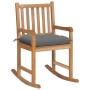 Silla mecedora de madera maciza de teca con cojín gris de vidaXL, Sillas de jardín - Ref: Foro24-3062773, Precio: 165,38 €, D...