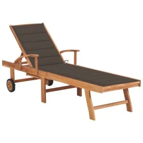 Lounger with taupe gray cushion solid teak wood by vidaXL, Loungers - Ref: Foro24-3063014, Price: 301,64 €, Discount: %