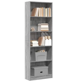 Estantería de madera de ingeniería gris Sonoma 60x24x176 cm en Librerías y estanterías | Comprar online en Foru.es