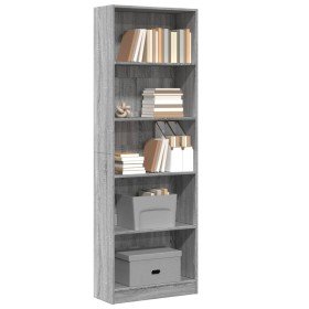 Estantería de madera de ingeniería gris Sonoma 60x24x176 cm en Librerías y estanterías | Comprar online en Foru.es