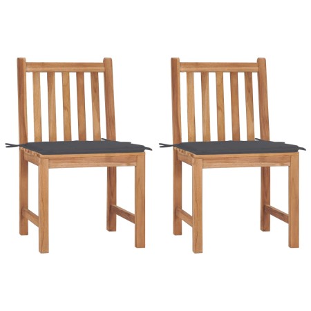 Sillas de jardín 2 unidades madera maciza de teca con cojines de vidaXL, Sillas de jardín - Ref: Foro24-3062916, Precio: 243,...