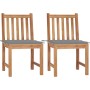 Sillas de jardín 2 unidades madera maciza de teca con cojines de vidaXL, Sillas de jardín - Ref: Foro24-3062917, Precio: 234,...