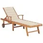 Tumbona con cojín crema madera maciza de teca de vidaXL, Tumbonas - Ref: Foro24-3063008, Precio: 300,75 €, Descuento: %