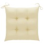 Silla mecedora de madera maciza de teca con cojín blanco crema de vidaXL, Sillas de jardín - Ref: Foro24-3062774, Precio: 165...
