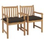 Sillas de jardín 2 uds madera de teca con cojines gris taupe de vidaXL, Sillas de jardín - Ref: Foro24-3062753, Precio: 314,5...