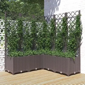 Jardinera con enrejado PP marrón 120x120x136 cm de vidaXL, Maceteros y jardineras - Ref: Foro24-318267, Precio: 212,08 €, Des...
