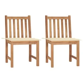 Sillas de jardín 2 unidades madera maciza de teca con cojines de vidaXL, Sillas de jardín - Ref: Foro24-3062918, Precio: 226,...