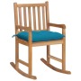 Silla mecedora de madera maciza de teca con cojín azul claro de vidaXL, Sillas de jardín - Ref: Foro24-3062776, Precio: 160,3...