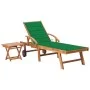 Tumbona con mesa y cojín madera maciza de teca de vidaXL, Tumbonas - Ref: Foro24-3063026, Precio: 311,78 €, Descuento: %