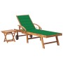 Tumbona con mesa y cojín madera maciza de teca de vidaXL, Tumbonas - Ref: Foro24-3063026, Precio: 298,79 €, Descuento: %