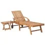 Tumbona con mesa y cojín madera maciza de teca de vidaXL, Tumbonas - Ref: Foro24-3063026, Precio: 311,78 €, Descuento: %