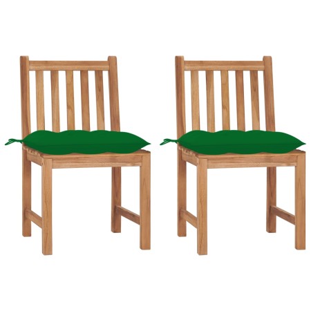 Sillas de jardín 2 unidades madera maciza de teca con cojines de vidaXL, Sillas de jardín - Ref: Foro24-3062936, Precio: 234,...