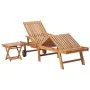 Tumbona con mesa y cojín madera maciza de teca de vidaXL, Tumbonas - Ref: Foro24-3063030, Precio: 311,94 €, Descuento: %