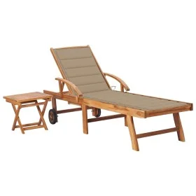 Tumbona con mesa y cojín madera maciza de teca by vidaXL, Loungers - Ref: Foro24-3063024, Price: 306,47 €, Discount: %