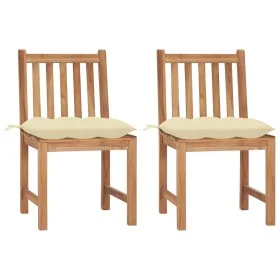 Sillas de jardín 2 unidades madera maciza de teca con cojines de vidaXL, Sillas de jardín - Ref: Foro24-3062933, Precio: 231,...