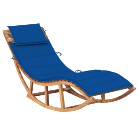 Tumbona mecedora con cojín madera maciza de teca de vidaXL, Tumbonas - Ref: Foro24-3063343, Precio: 352,27 €, Descuento: %
