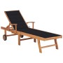 Tumbona con cojín negro madera maciza de teca de vidaXL, Tumbonas - Ref: Foro24-3063013, Precio: 278,00 €, Descuento: %