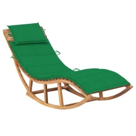 Tumbona mecedora con cojín madera maciza de teca de vidaXL, Tumbonas - Ref: Foro24-3063338, Precio: 342,18 €, Descuento: %