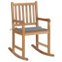 Silla mecedora de madera maciza de teca con cojín gris de vidaXL, Sillas de jardín - Ref: Foro24-3062758, Precio: 166,11 €, D...